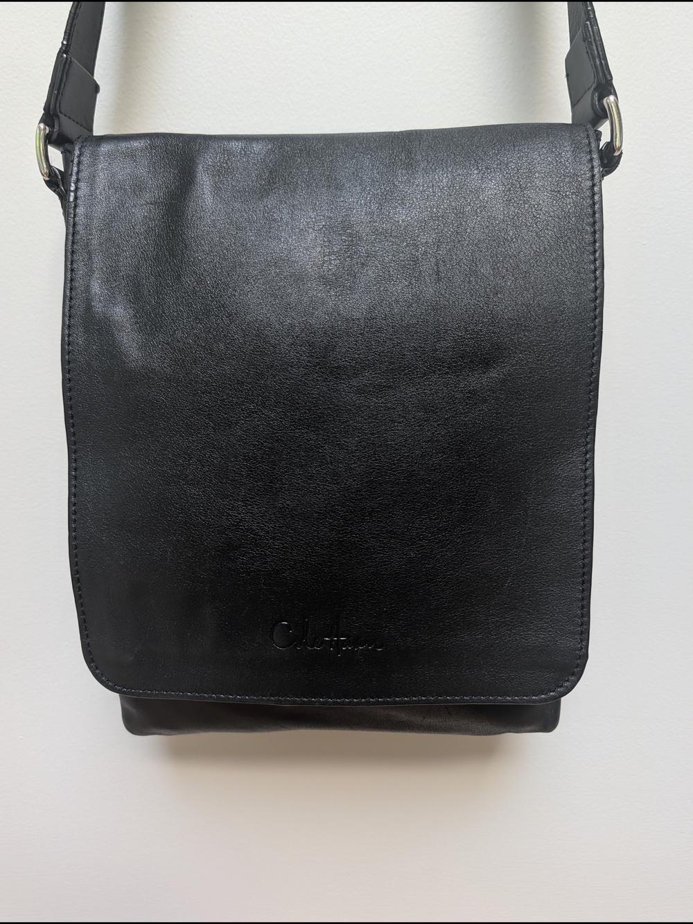 Vintage Cole Haan Black Genuine Leather Messenger Crossbody Bag Adjustable Strap